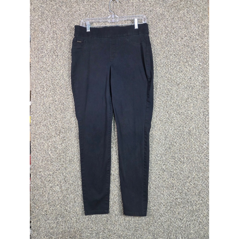 Nine West Heidi Pull On Pants Womens 10 Black High Rise Skinny Stretch Denim